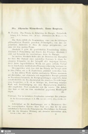 19a. Allgemeine Wärmetheorie. Erster Hauptsatz