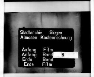 Almosenkastenrechnung der Stadt Siegen der Kastenmeister Herman Bierchen und Thomas Gotschalck