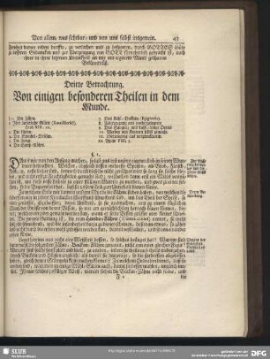 Dritte Betrachtung. Von einigen besonderen Theilen in dem Munde