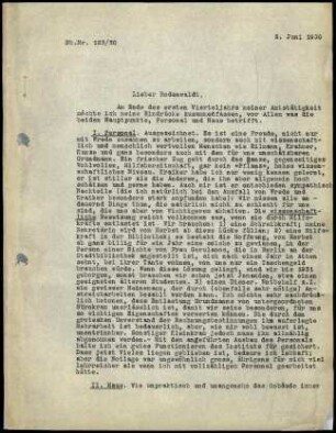 G. Karo an G. Rodenwaldt