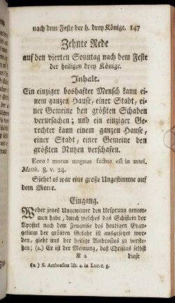 Zehnte Rede auf den vierten Sonntag nach dem Feste der heiligen drey Könige.