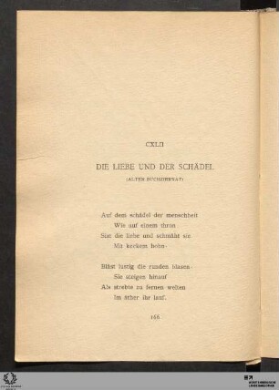 CXLII. Die Liebe und der Schädel (Alter Buchzierrat)