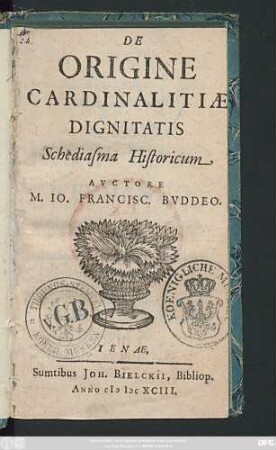 De Origine Cardinalitiae Dignitatis Schediasma Historicum
