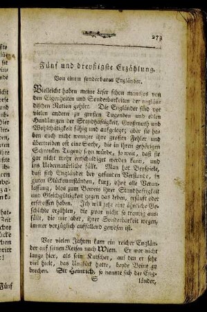 Fünf und dreyßigste Erzählung. Von einem sonderbaren Engländer.