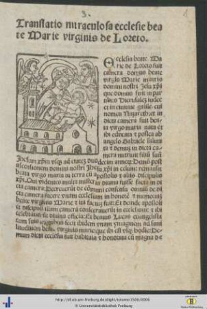 Translatio miraculosa ecclesie beate Marie virginis de Loreto.