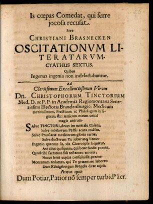 Ad ... Dn. Christophorum Tinctorium ...
