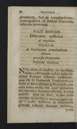 Beati Rhenani differtatio epistolica de originibus Gothicis