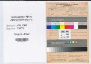 Entnazifizierung Josef Siegers, geb. 28.07.1890 (Landesobersekretaer)