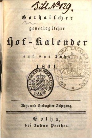 Gothaischer genealogischer Hof-Kalender : auf das Jahr .... 78. 1841