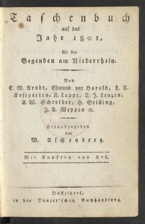Dritter Jahrgang (1801): Bergisches Taschenbuch