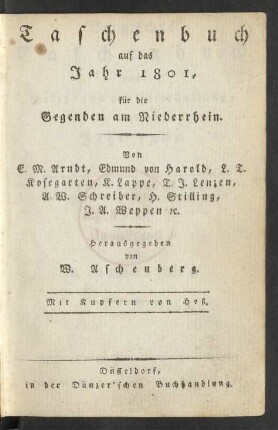 Dritter Jahrgang (1801): Bergisches Taschenbuch