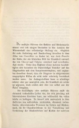 Ein Beitrag zur Kenntniss der multiplen Sklerose des Gehirnes und Rueckenmarkes : Inaug.-Diss. von Goettingen