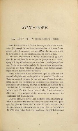 La condition des personnes : droit coutumier français