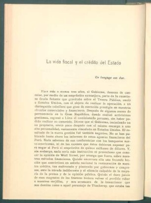 La vida fiscal y el crédito del Estado