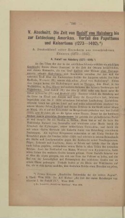 V. Abschnitt. Die Zeit von Rudolf von Habsburg bis zur Entdeckung Amerikas. Verfall des Papsttums und Kaisertums (1273-1492)