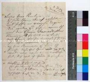 Brief des G. Morton Eden an den Maler Wilhelm Kemlein bei Poley in Bury St Edmunds (Suffolk) bezüglich Treffen, Bildaufträge und Kontakte sowie Ausstellung seiner besten Arbeit in London