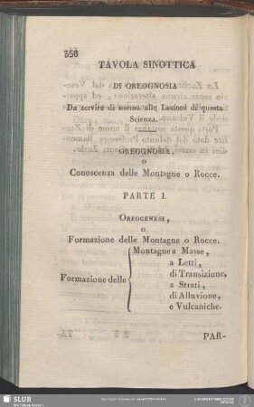Tavola Sinottica Di Oreognosia Da servire di norma alle Lezioni di questa Scienza