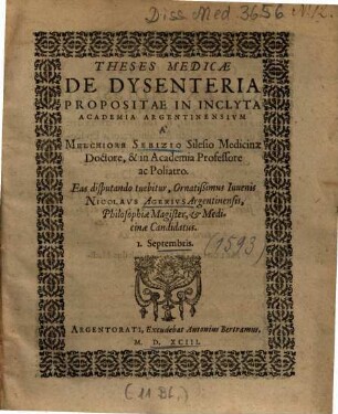 Theses Medicae De Dysenteria