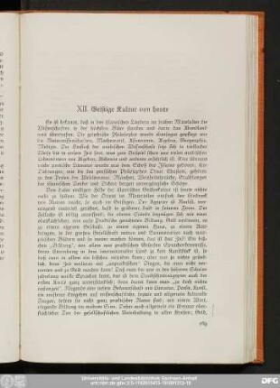 XII. Geistige Kultur von heute