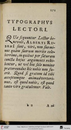 Typographus Lectori