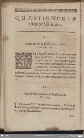 Quaestiunculae aliquot Militares