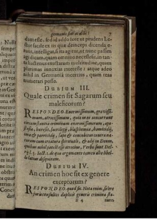 Dubium III. Quale crimen sit Sagarum seu maleficorum?