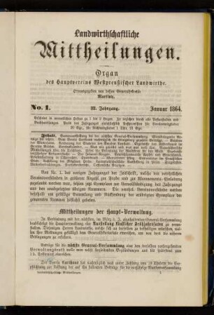 No. 1. 32. Jahrgang. Januar 1864.