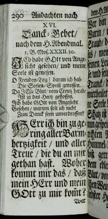 XVI. Danck-Gebet, nach dem H. Abendmahl