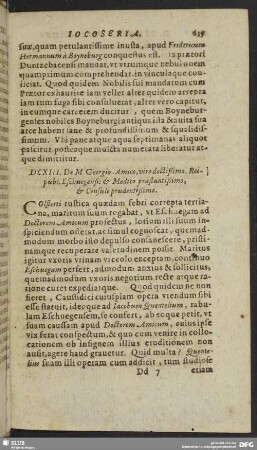 DCXIII. De M. Georgio Amico, viro doctißimo, Reipubl, Eschvegensis & Medico praestantißimo, & Consule prudentißimo