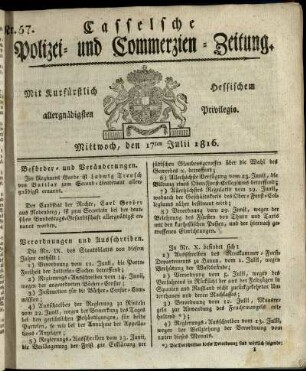 Nr. 57, Mittwoch, den 17ten Julii 1816