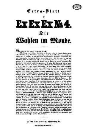 Extra-Blatt zu Ex Ex Ex N[umer]o 4. Die Wahlen im Monde.