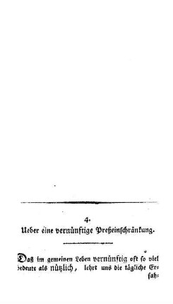 Ueber eine vernünftige Preßeinschränkung