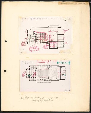 Schauspielhaus, Chemnitz: Grundriss und Längsschnitt