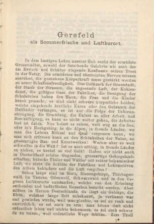 Gersfeld als Sommerfrische und Luftkurort.