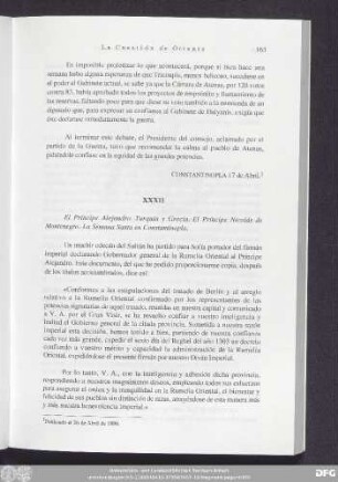 XXXII [21.IV.1886.] El príncipe Alejandro.-Turquía y Grecia.-El Príncipe Nicolás de Montenegro.-La Semana Santa en Constantinopla.