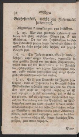 [VI.] Gelehrsamkeit, welche ein Informator haben muß [§. 29.-41.]