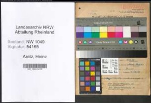 Entnazifizierung Heinz Aretz , geb. 28.08.1905 (Angestellter)
