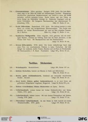 Textilien. Stickereien (Nr. 520-543)