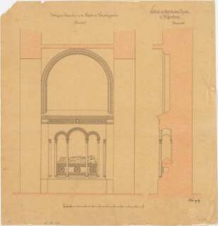 Voit, August von; Weißenhorn; Pfarrkirche - Vorhalle - Verbindungsbau (Detail, Querschnitt)