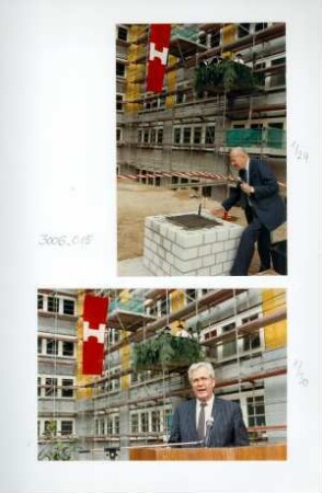 Verwaltungsgebäude Gehespitz, Grundsteinlegung und Richtfest, 18.04.1989