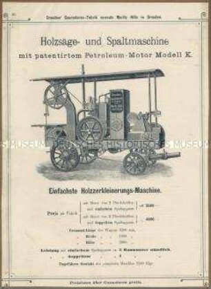 Sägen und Spaltmaschinen mit Petroleum-Motor