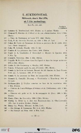 I. Auktionstag: Mittwoch, den 6. Mai 1936, ab 3 Uhr nachmittags (Nr. 221-440)