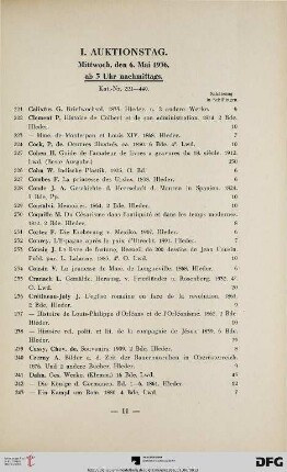I. Auktionstag: Mittwoch, den 6. Mai 1936, ab 3 Uhr nachmittags (Nr. 221-440)