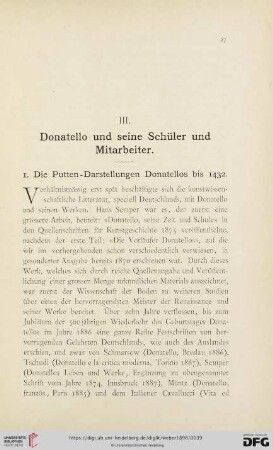 III. Donatello und seine Schüler und Mitarbeiter