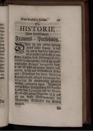 Von keuscher Liebe. Die Historie Von berühmten Frauens-Persohnen.