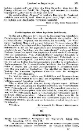 371, Fortbildungskurs für höhere bayerische Justizbeamte