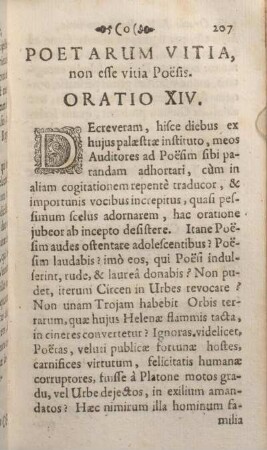 Poetarum Vitia, non esse vitia Poesis. Oratio XIV.