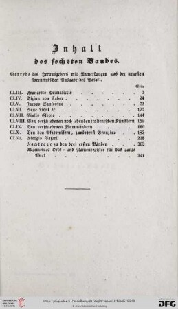 Inhalt des sechsten Bandes