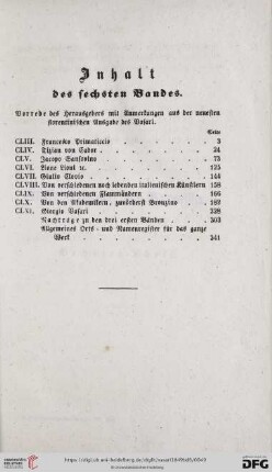 Inhalt des sechsten Bandes