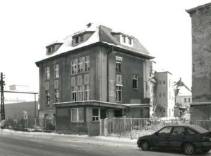 Radebeul. Ehemaliges Fabrikgebäude, Seestraße 6/Ecke Gartenstraße (um 1910). Straßenansicht